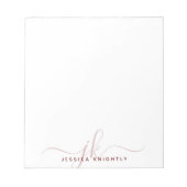 Moderne Script Monogram Initials Burgundy Minimal Notizblock (Vorderseite)