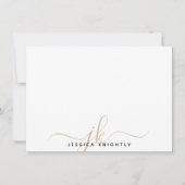 Moderne Script Monogram Initials Minimal Gold Mitteilungskarte (Vorderseite)
