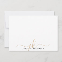 Moderne Script Monogram Initials Minimal Gold Mitteilungskarte