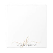 Moderne Script Monogram Initials Minimal Gold Notizblock (Vorderseite)