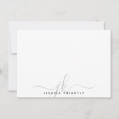 Moderne Script Monogram Initials Minimal gray Mitteilungskarte (Vorderseite)