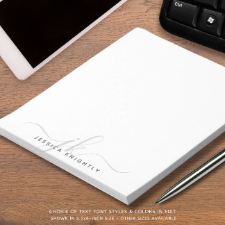 Moderne Script Monogram Initials Minimal gray Notizblock