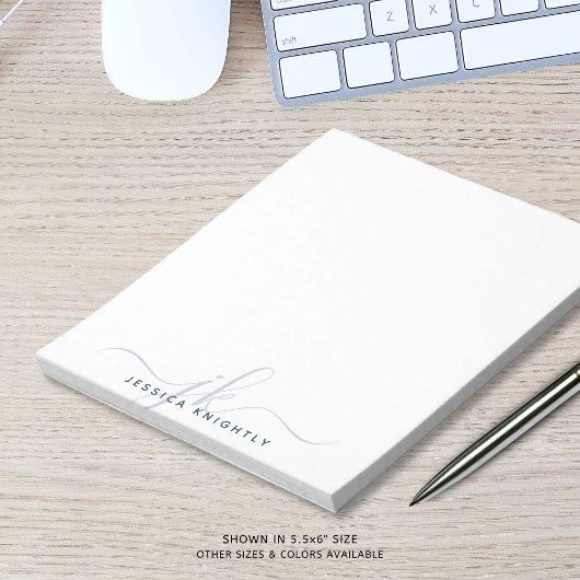 Moderne Script Monogram Initials Minimal gray Notizblock