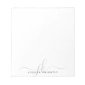 Moderne Script Monogram Initials Minimal gray Notizblock (Vorderseite)