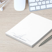 Moderne Script Monogram Initials Minimal Navy Blue Notizblock