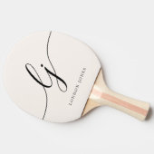 Moderne Script Monogram Name Girly Feminine Minima Tischtennis Schläger (Seitenansicht)