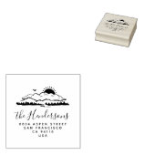 Moderne Script Mountains Family Rücksendeadresse Gummistempel (Stempel)