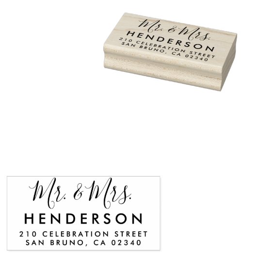 Moderne Script Mr. & Mrs. Wedding Rücksendeadresse Gummistempel (Stempel)