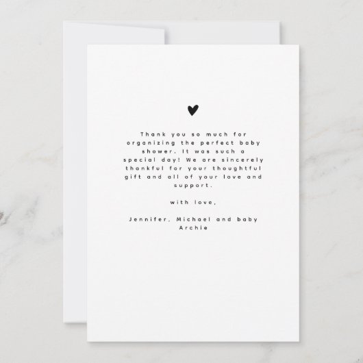 Moderne Script Multi Foto Collage Baby Dusche Dankeskarte (Rückseite)