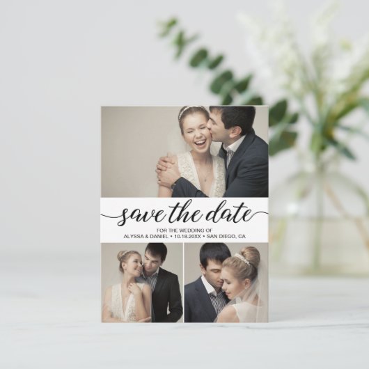 Moderne Script Multi-Fotos Digitale Hochzeit Einladung (Stehend Vorderseite)