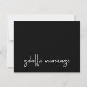 Moderne Script Name Black Flat Note Card Mitteilungskarte (Vorderseite)
