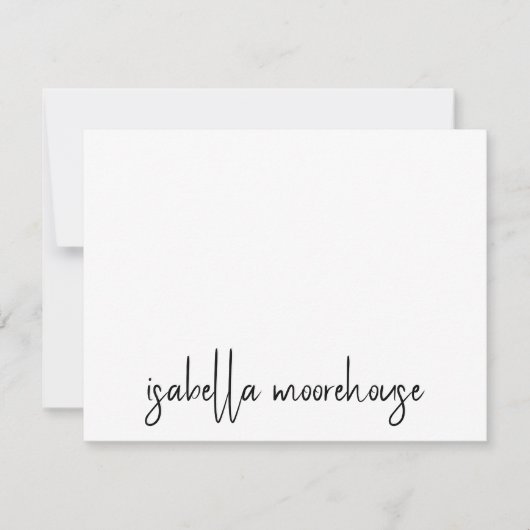 Moderne Script Name Flat Note Card Mitteilungskarte (Vorderseite)