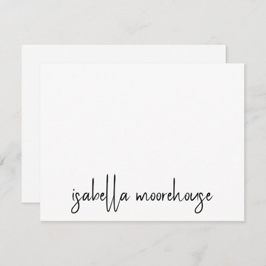 Moderne Script Name Flat Note Card Mitteilungskarte (Vorne/Hinten)