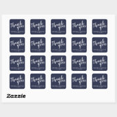 Moderne Script Navy Blue Gastgeschenk Hochzeit Vie Quadratischer Aufkleber (Blatt)