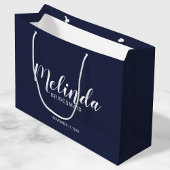 Moderne Script Navy Blue Personalisiert Bridesmaie Große Geschenktüte