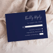 Moderne Script Navy Blue Wedding RSVP Card