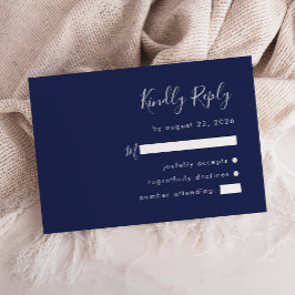 Moderne Script Navy Blue Wedding RSVP Card
