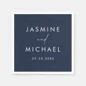 Moderne Script Navy Hochzeit Serviette (Vorderseite)