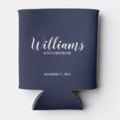 Moderne Script Navy Personalisierte Trauzeuge Dosenkühler (Vorderseite)