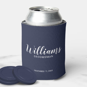 Moderne Script Navy Personalisierte Trauzeuge Dosenkühler