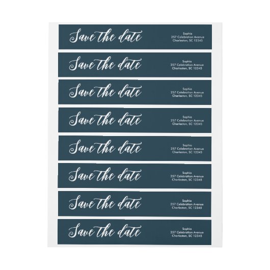 Moderne Script Navy Save the Date Rücksendeadresse (Bogen)