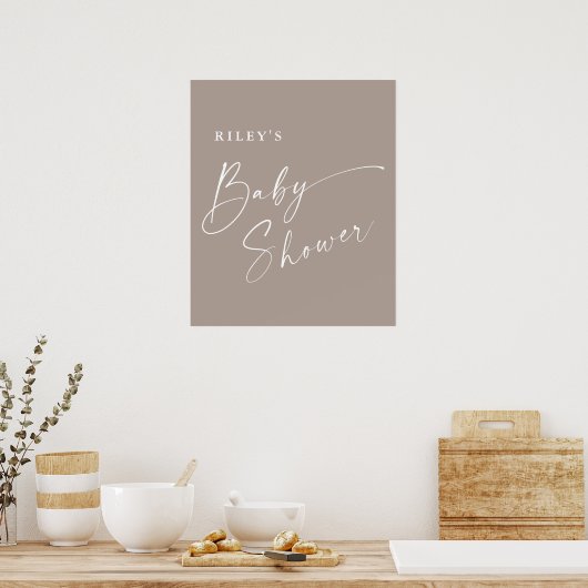 Moderne Script Neutral Elegant Baby Shower Poster (Küche)