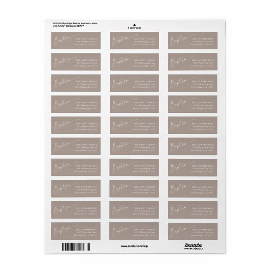 Moderne Script-Neutral-Taufe-Rücksendeadresse (Vorne)