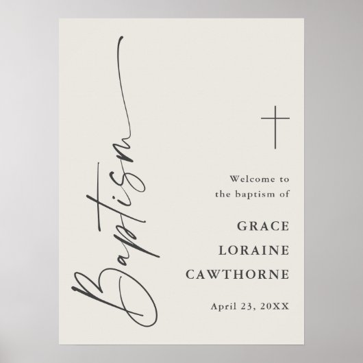 Moderne Script-neutrale Taufe Willkommen Poster (Vorne)