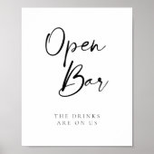 Moderne Script Open Bar Wedding Poster (Vorne)