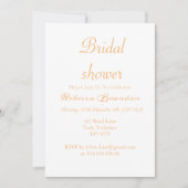 Moderne Script Orange Bridal Dusche Einladung (Vorderseite)