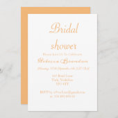Moderne Script Orange Bridal Dusche Einladung (Vorne/Hinten)