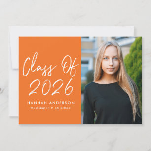 Moderne Script Orange Foto Graduation Party Einladung