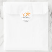 Moderne Script Orange Starfish Rücksendeadresse Runder Aufkleber (Tasche)