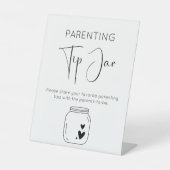 Moderne Script Parenting Tip Jar Baby Shower Sockelschild (Vorderseite)