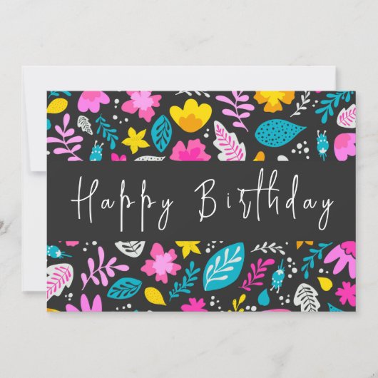 Moderne Script Pastel Wildblume Happy Birthday Karte (Vorderseite)