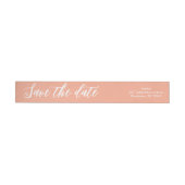 Moderne Script Peach Save the Date Rücksendeadress (Person)