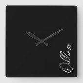 Moderne Script Personalisiert Name Square Wall Uhr (Vorderseite)