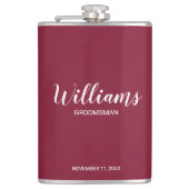 Moderne Script-Personalisierte Trauzeugen Flachmann (Vorderseite)