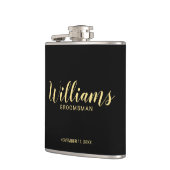 Moderne Script-Personalisierte Trauzeugen Flachmann (Links)