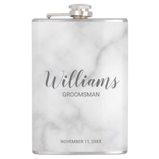 Moderne Script-Personalisierte Trauzeugen Flachmann (Vorderseite)