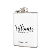 Moderne Script-Personalisierte Trauzeugen Flachmann (Links)