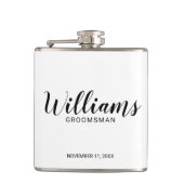 Moderne Script-Personalisierte Trauzeugen Flachmann (Vorderseite)