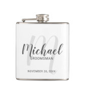 Moderne Script-Personalisierte Trauzeugen Flachmann (Vorderseite)