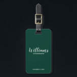 Moderne Script-Personalisierte Trauzeugen Gepäckanhänger<br><div class="desc">Moderne Script Personalisierte Trauzeugen Gepäckanhänger mit dem Namen des personalisierten Trauzeugen im modernen,  weißen Script-Schriftart-Stil mit Titel und Hochzeitsdatum in modernen serifenlosen Schriftart-Stil auf smaragdgrünen Hintergrund. Auch perfekt für Trauzeugin,  Blütenmädchen,  Brautmutter,  Trauzeugen,  Trauzeuge und mehr.</div>