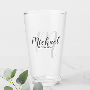 Moderne Script-Personalisierte Trauzeugen Glas