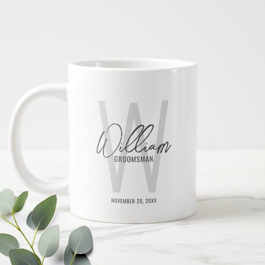 Moderne Script-Personalisierte Trauzeugen Jumbo-Tasse