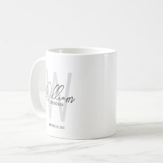 Moderne Script-Personalisierte Trauzeugen Kaffeetasse (Vorderseite Links)