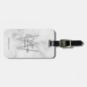 Moderne Script-Personalisierte Trauzeugen marbeln Gepäckanhänger (Vorderseite horizontal)