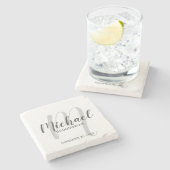 Moderne Script-Personalisierte Trauzeugen Steinuntersetzer (Seitenansicht)