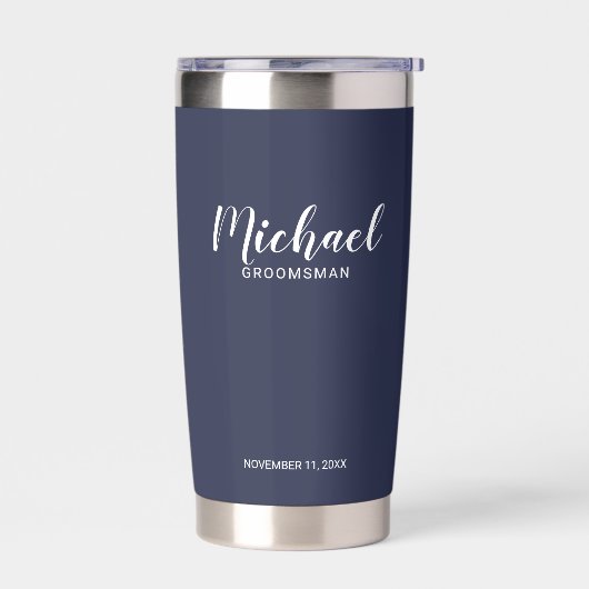 Moderne Script-Personalisierte Trauzeugen Thermobecher (Links)